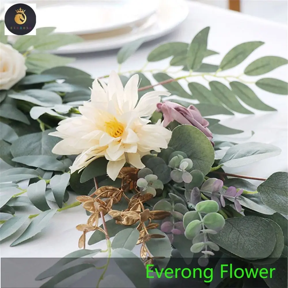 Wedding Centerpieces Decor Arch Flower Backdrop Willow Eucalyptus Leaf Garland with White Flower