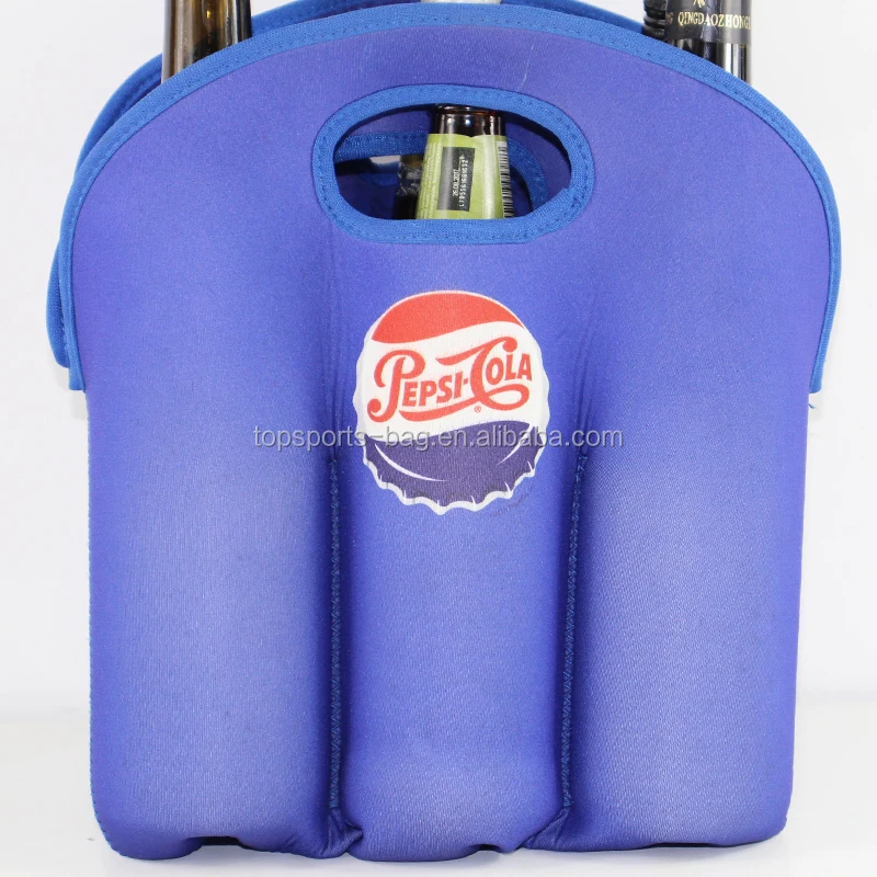 Blue Silk Screen Printing 6 Pack Neoprene Drink Bottle Holder Newly Design Beer Tote Bag for Party (62386248620)