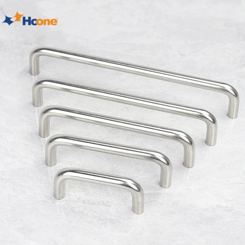 Hoone Furniture Hardware Round Bar Kitchen Solid Stainless Steel Drawer Handles Cabinet Handles