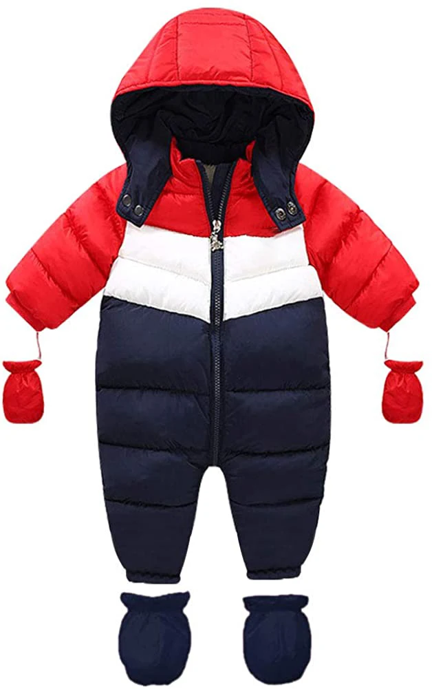  Baby Winter Snowsuit Coat Romper Outwear Hoodied Footie