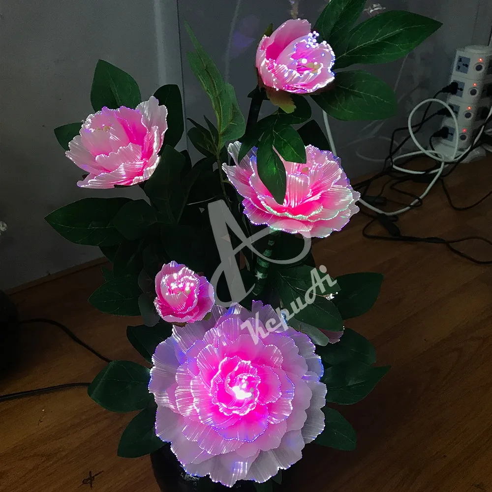 Cactus shape RGB led fiber optic flower lamp glow flower glow plant for home event decoration
