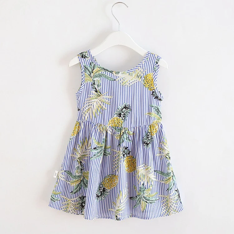 
Modern Boutique Vintage Korean Style Printing Sleeveless Baby Gown Dress for 3 Years Old Baby 