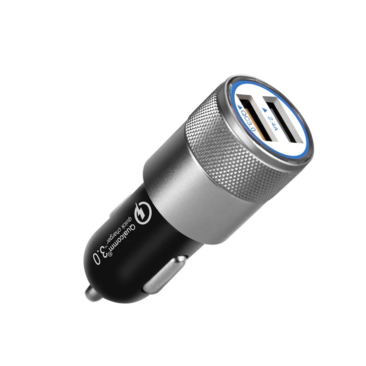 
5V 3.1A 2.4A cigarette lighter socket Dual Usb Aluminum Alloy Case Metal with led light Car Charger 