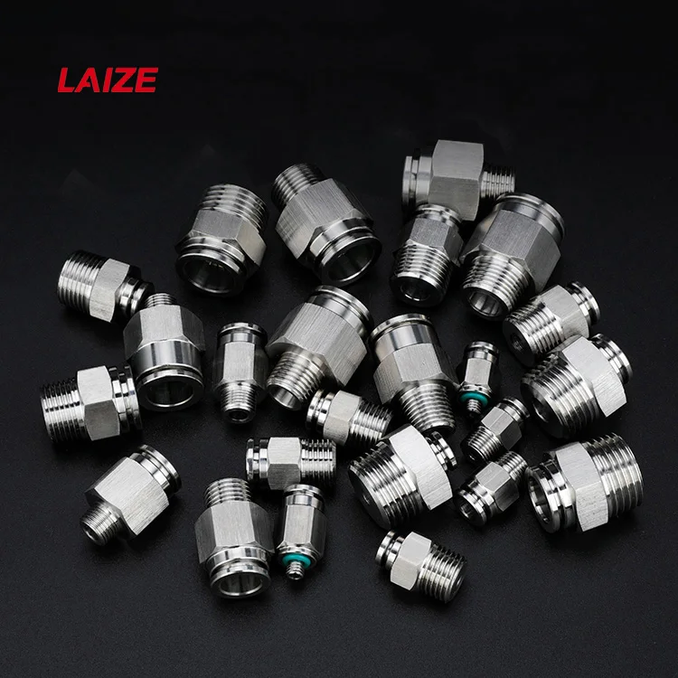 Laize 304 Stainless Steel Male Thread Push In air connectors hose quick fitting pneumatic for Air Water Gas and Oil