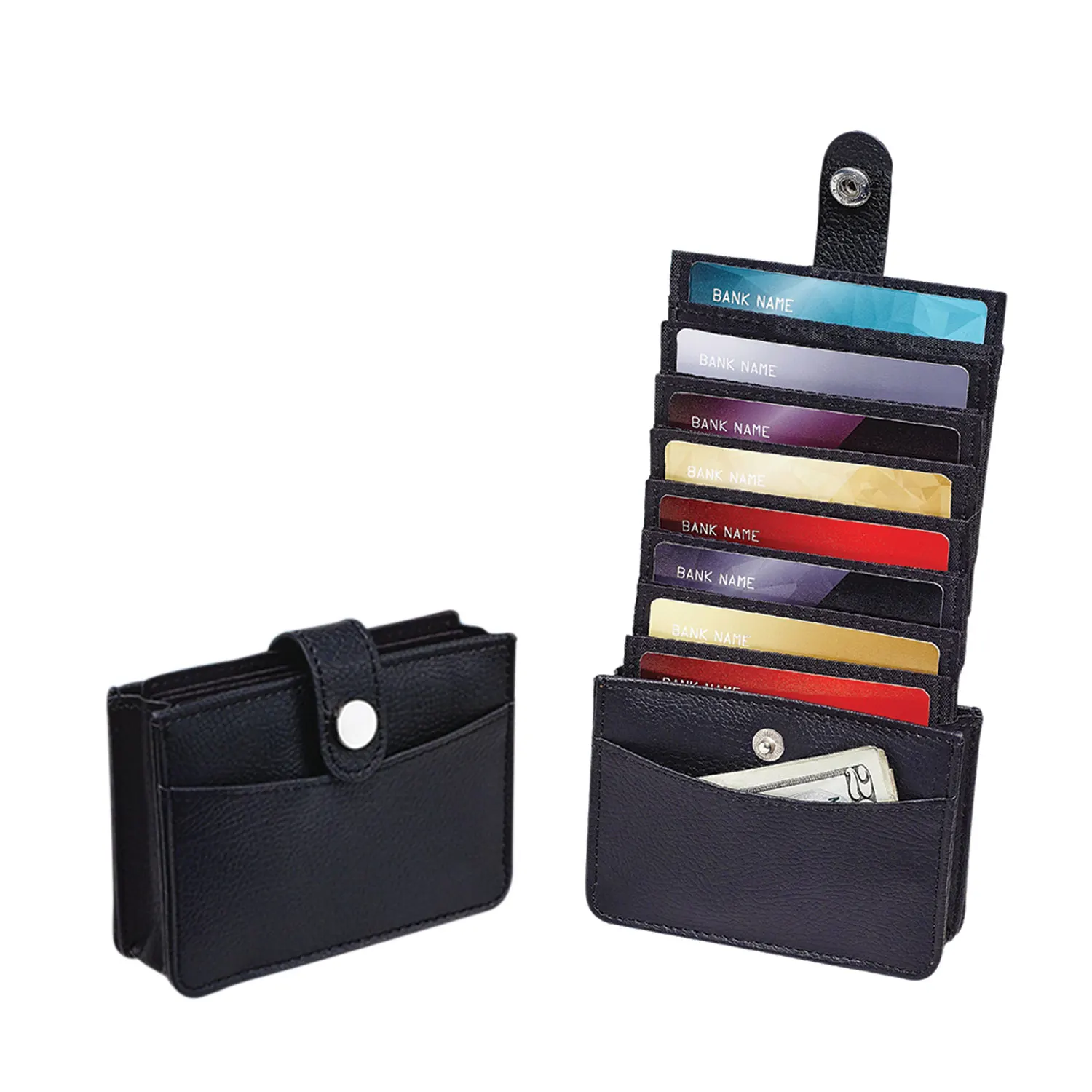 Vancham RFID Blocking Secure Pull Out Credit Card Holder Custom Slim RFID Top Wallet  Easy-Access Vertical Wallet