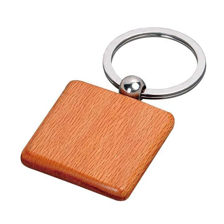 Design Stamping 3D Logo Various Wood Rectangle Shapes Metal Key Chains