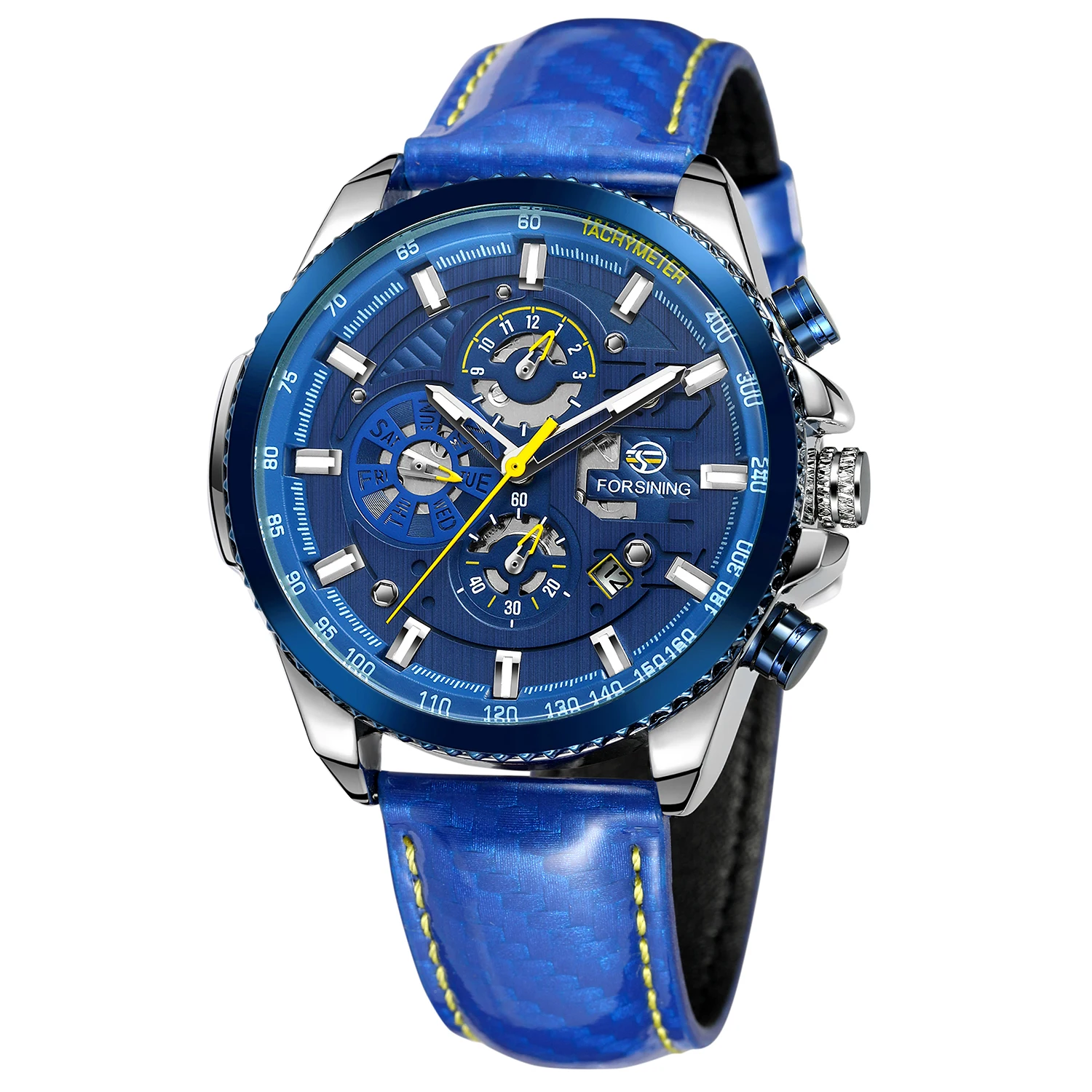 Forsining Brand Automatic Mechanical Wrist Watches High Quality Genuine Leather Strap Men Chronograph Analog Watches