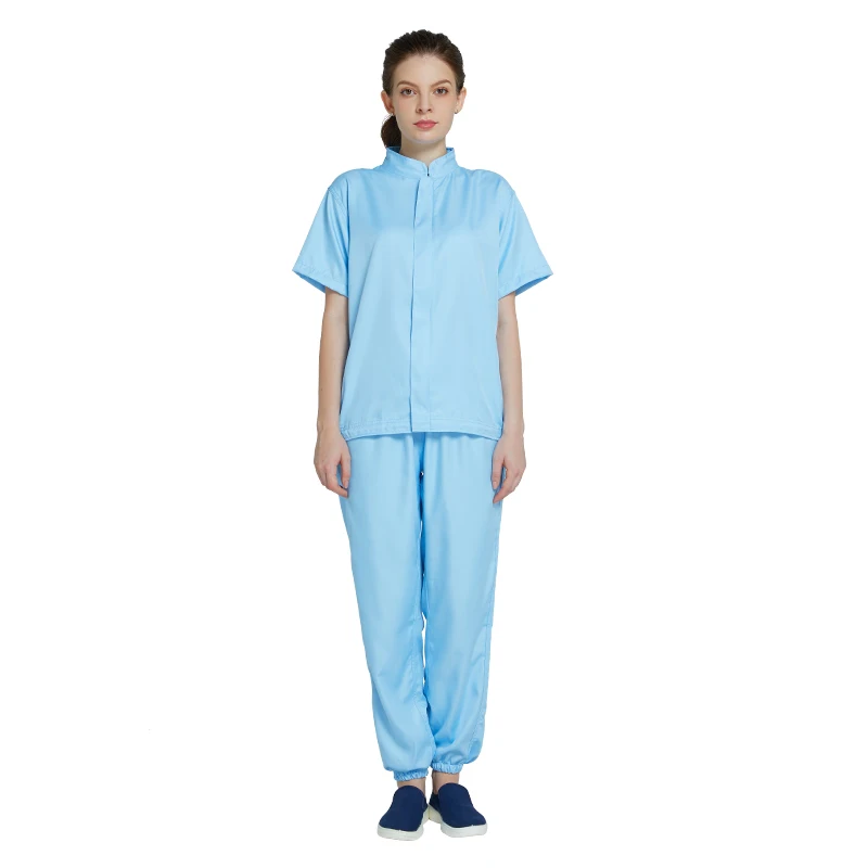 H-1106WF Short sleeve and long Sleeve Reusable Cleanroom Work Food Factory Uniform Clothes for Mills