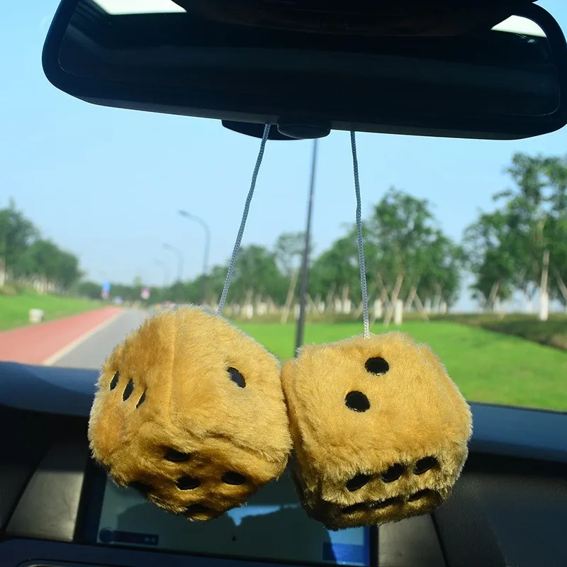 Wholesale Custom Car Hanging Plush Fuzzy Dice Plush Pendant Soft Plush Dice Toys Stuffed Dice Plush Toys