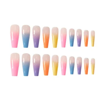 
20pcs/Set Ballerina Acrylic Beauty Tools Manicure Full Cover Gradient Color False Nail Tips Coffin False Nails 