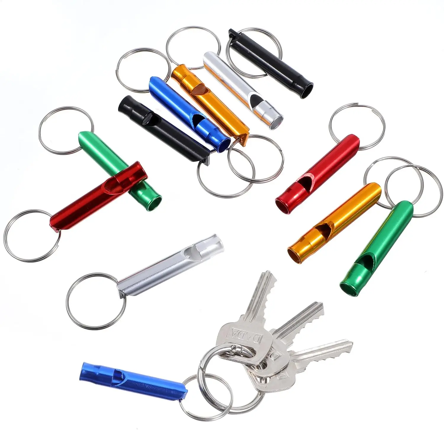 Outdoor Metal Self Defense Whistle Key chain  Emergency Whistle with Key chain Aluminum Alloy Survival Whistle Key Chain
