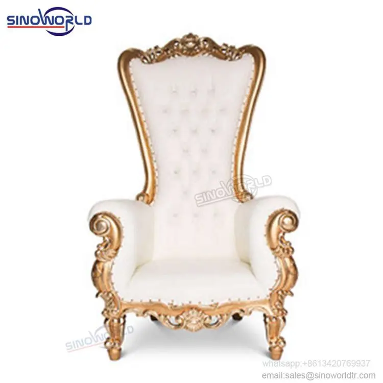 
Cheap wholesale classic baroque hotel banquet party event white silver gold royal wedding sofa queen king throne chair 