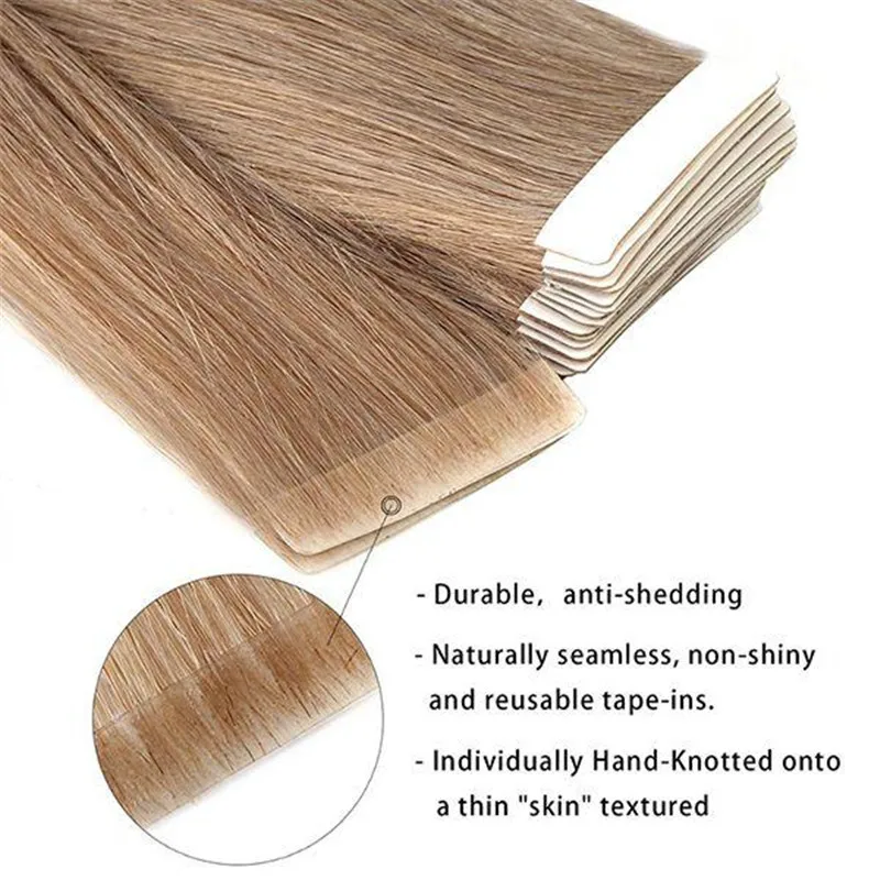 100% Cuticle Aligned piano 613/18 invisible seamless human hair weft tape in hair extensions