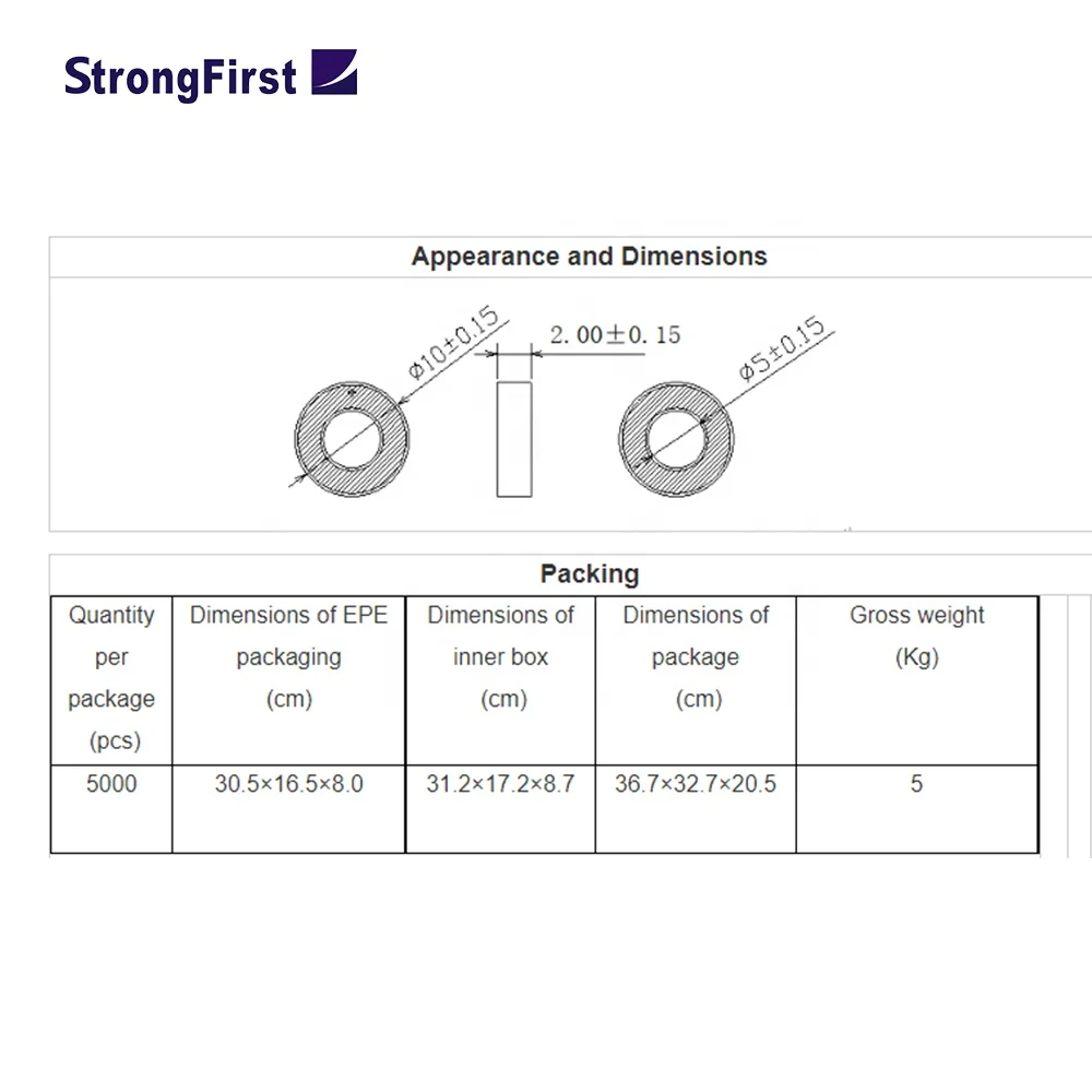 StrongFirstUltrasonic Welding Piezo Ceramic Ring 10mm*5mm