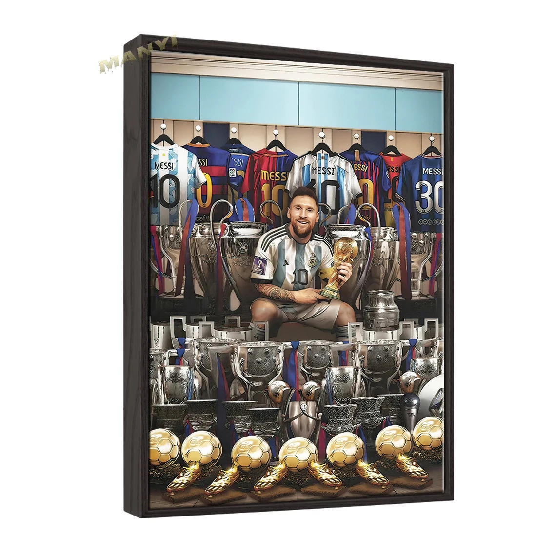 Messi Football Player Portrait Art laureate Cup And Golden Boots Wall pictures And Poster Print Canvas For Home Room Decor