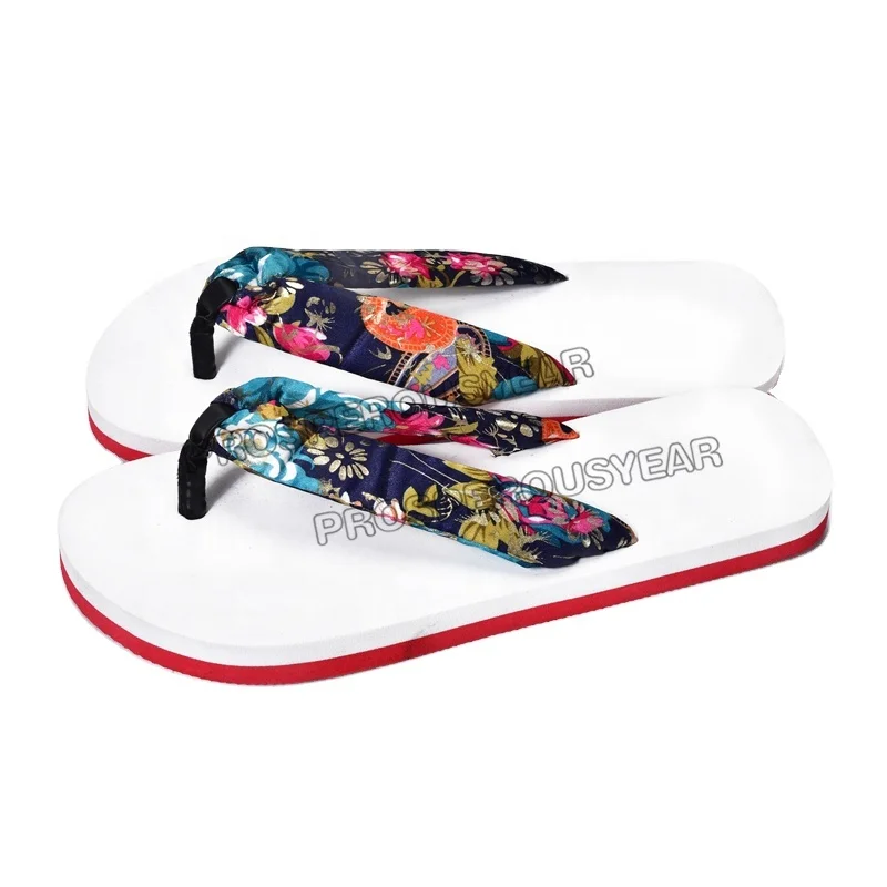 popular lady  summer floral fabric   flip flop