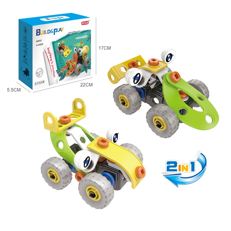 Cartoon car soft plastic car other 2021 education puzzle assembly toys for kids