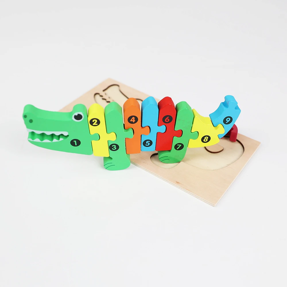 Hot Sale Unisex 3D Wooden Snake Puzzle Number Beads Game Educational Toy for Learning Jigsaw Puzzle