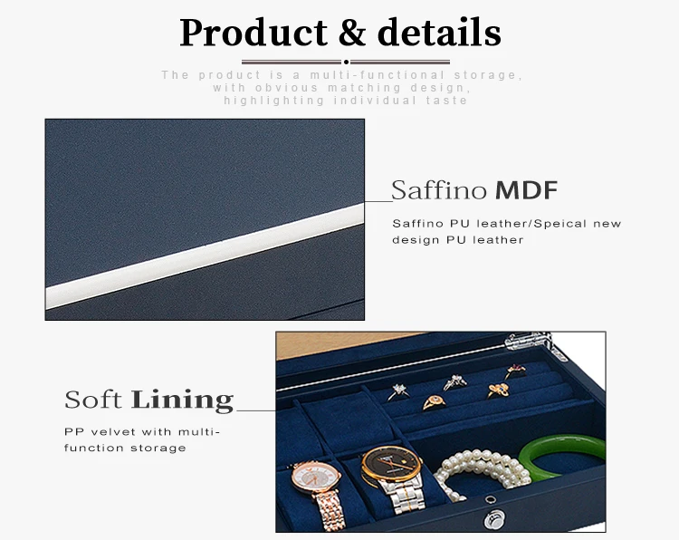 Custom High Quality Wood  Watch Jewellery Boxes Organizer Luxury Black Wooden Jewelry Storage Box