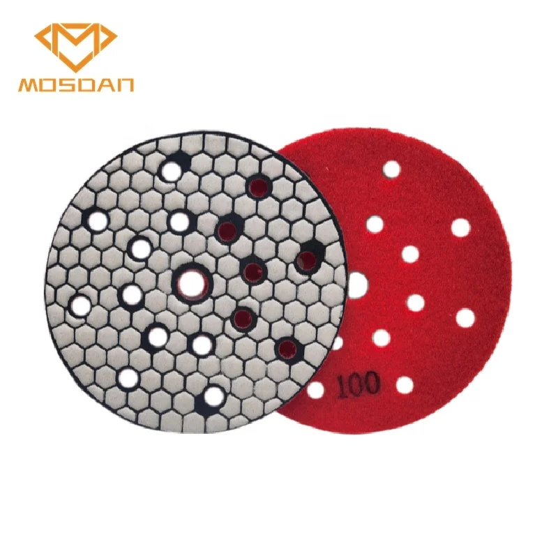 6 Inch 150mm  Holes  Diamond Dry Resin Polishing Pads for Granite Marble Limestone