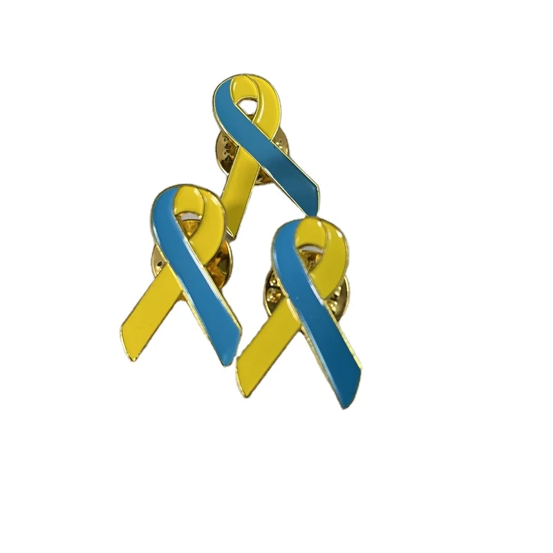 Custom metal country flags brooch pin ukrainian ribbon lapel pin Russia Ukraine flag badge