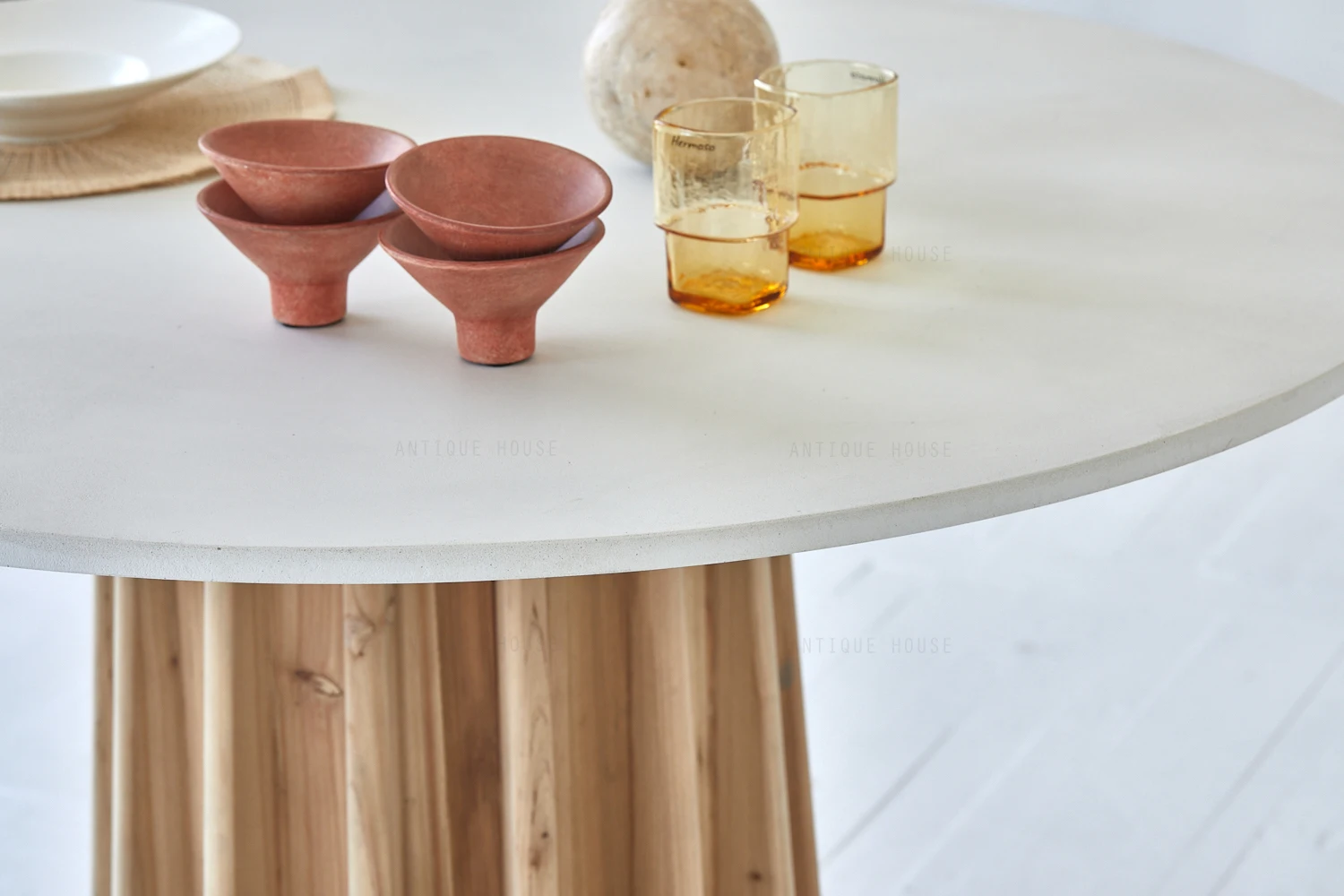 New design nordic furniture dining room concrete mesa round centre table accent tafel dining room table wooden dinning table set