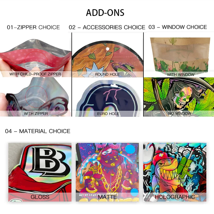 Custom Soft Touch Cartoon Anime Shaped Plastic Packaging 3.5g Cookie Die Cut Zip Lock Smell Proof Mylar Bags