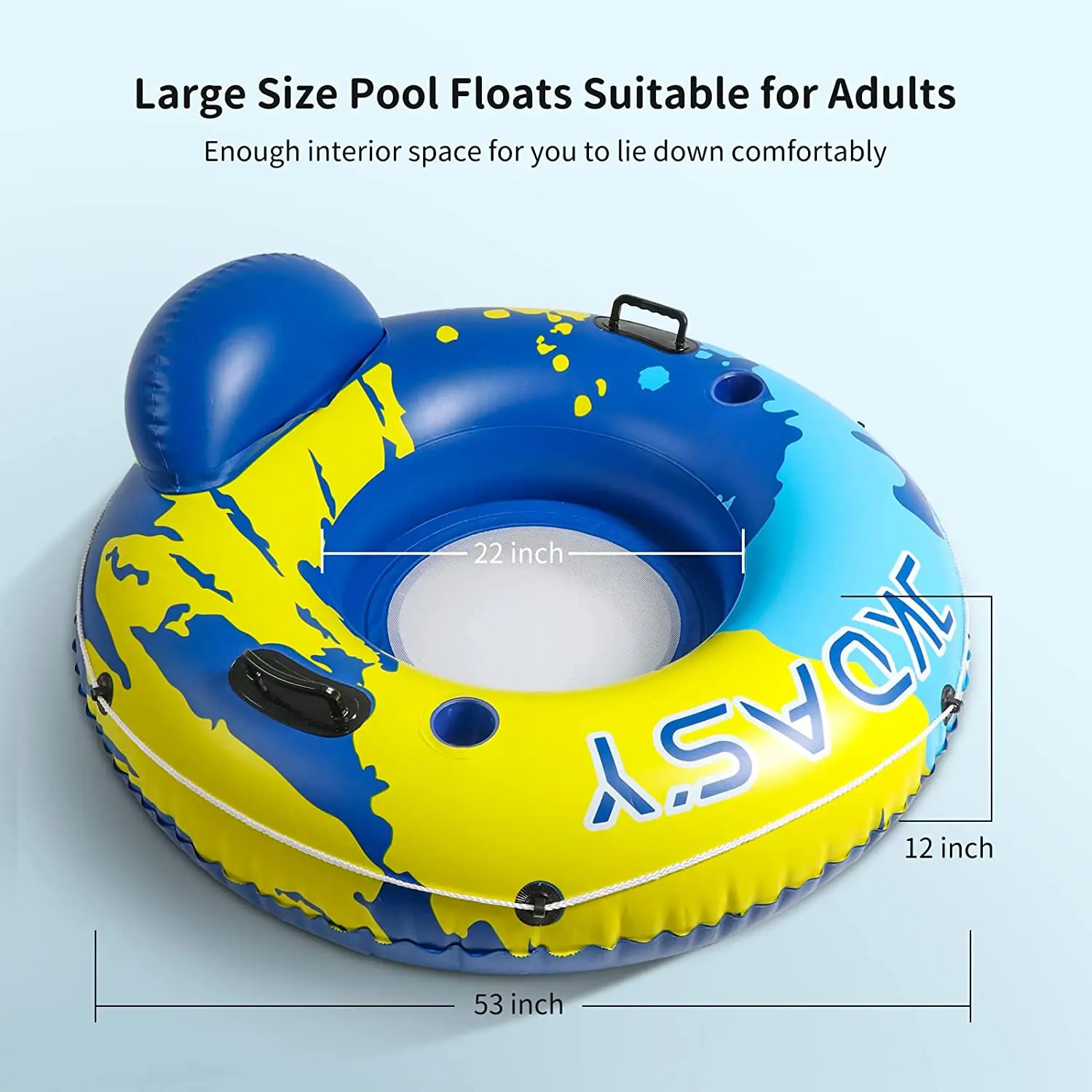 Inflatable Pool Floats to Lake and River, Outdoor Water Tube Sport Fun, with Handles, Cup Holder, Headrest