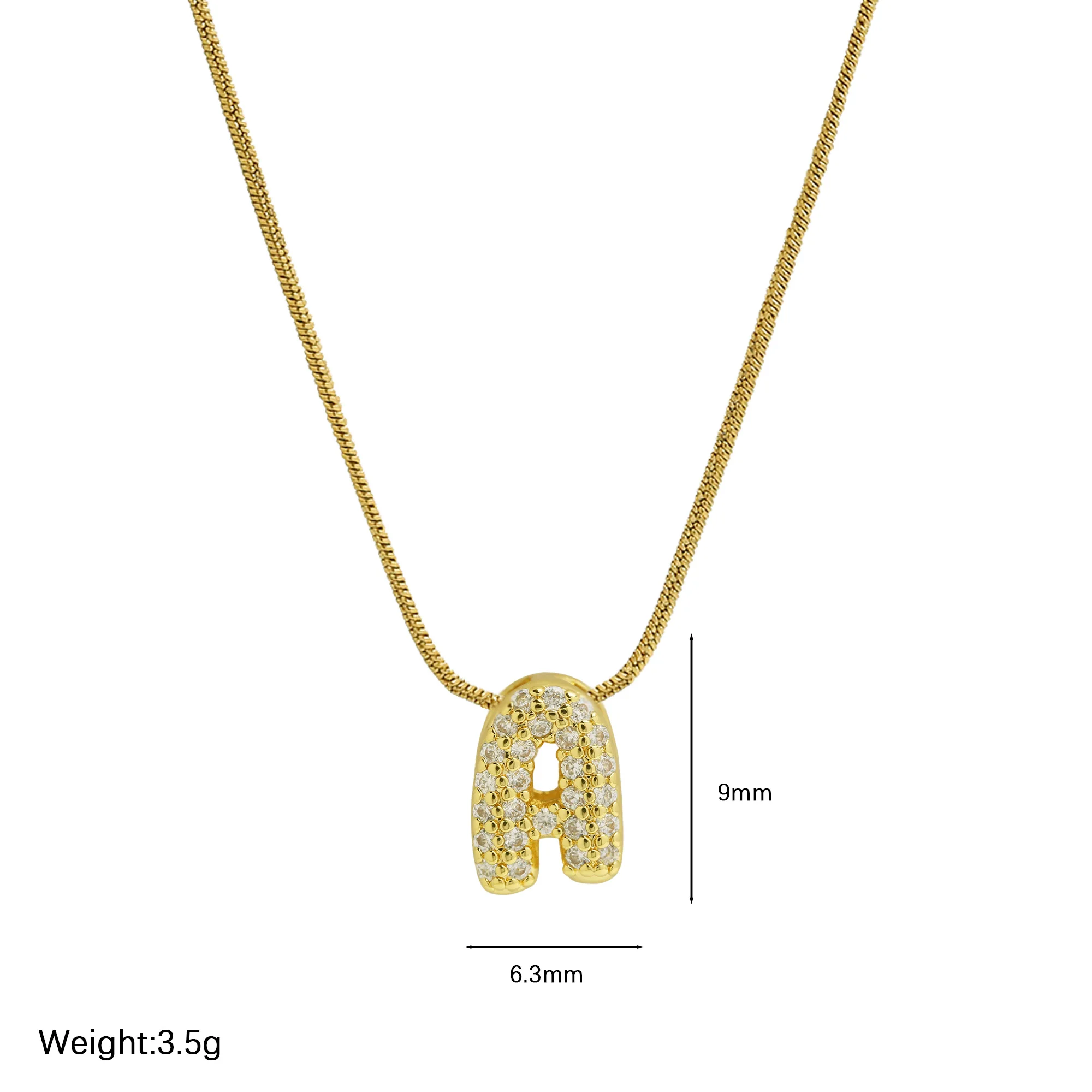 Mini Bubble Letter Initial Necklace Gold Diamond Alphabet Balloon Letter Necklace Puff Initial Necklace Jewelry for Women