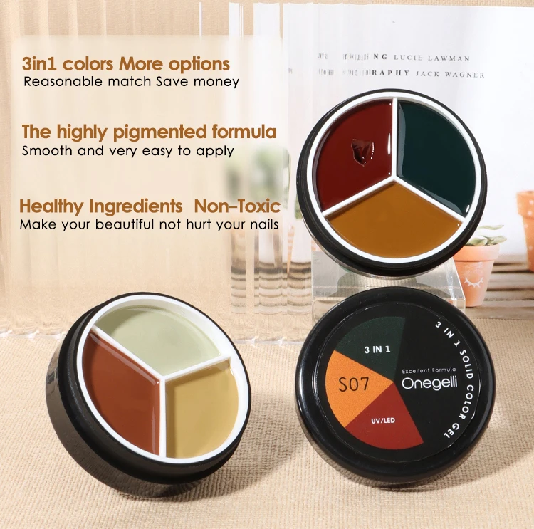 2022 New 3 Colors In 1 Non-Flow Solid Pudding Cream Gel Nail Polish Gillter Pudding Paint Gel