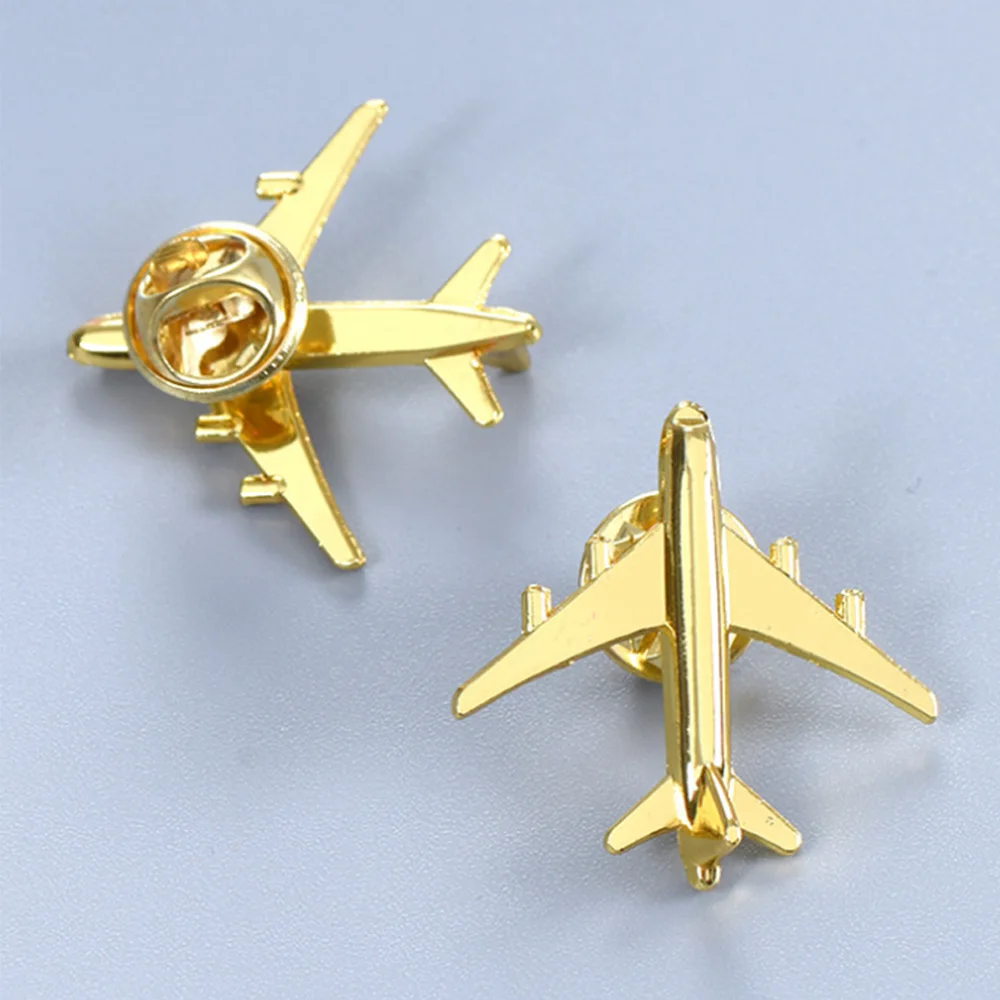 Wholesale Custom Creative Souvenir Metal 3D Airplane Model Safety Pin Brooch Badge