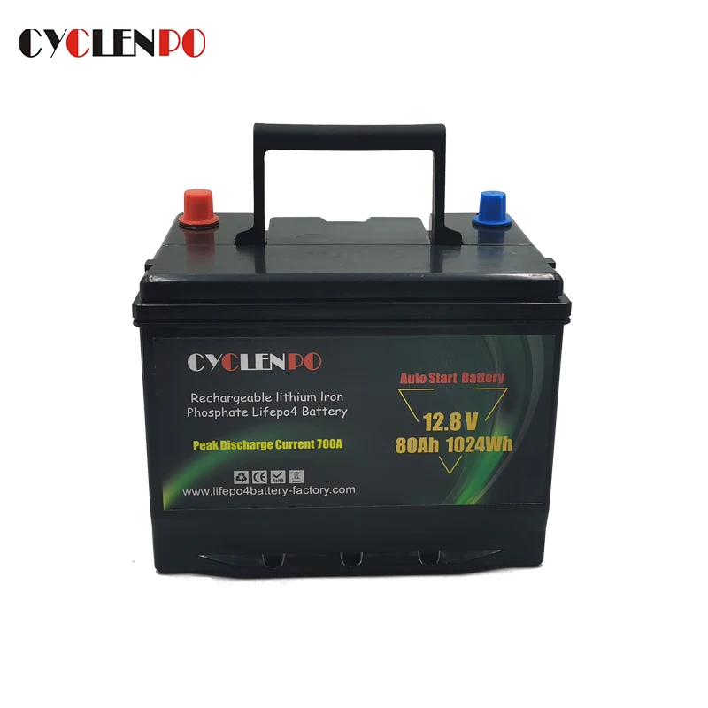 Customized 12v 80ah auto lifepo4 starter battery for car