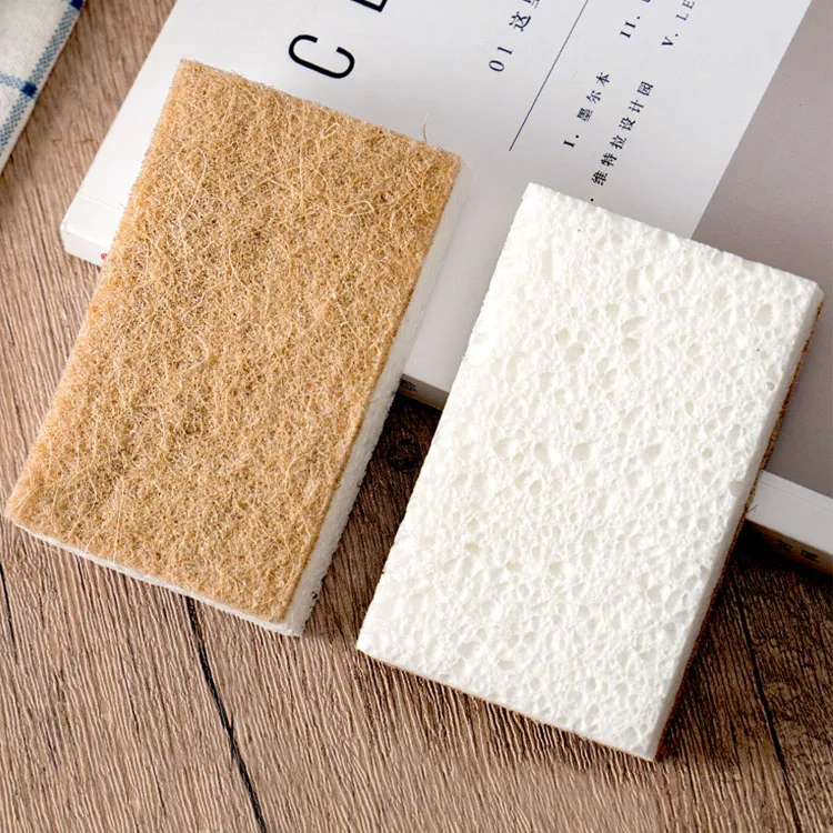 Biodegradable Natural Kitchen Sponge  Compostable Cellulose and Coconut Walnut Scrubber Sponge