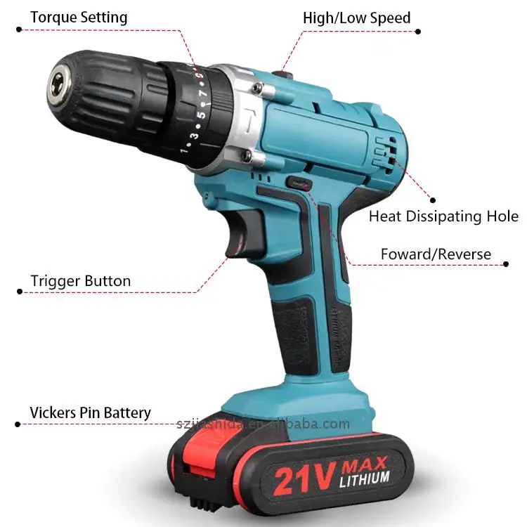 Battery Cordless Drill Household Oem Odm Power Tools Brush Motor Variable Speed Li-ion 1.5ah Brocas Odm 20*10.5cm 1400rpm CN;GUA