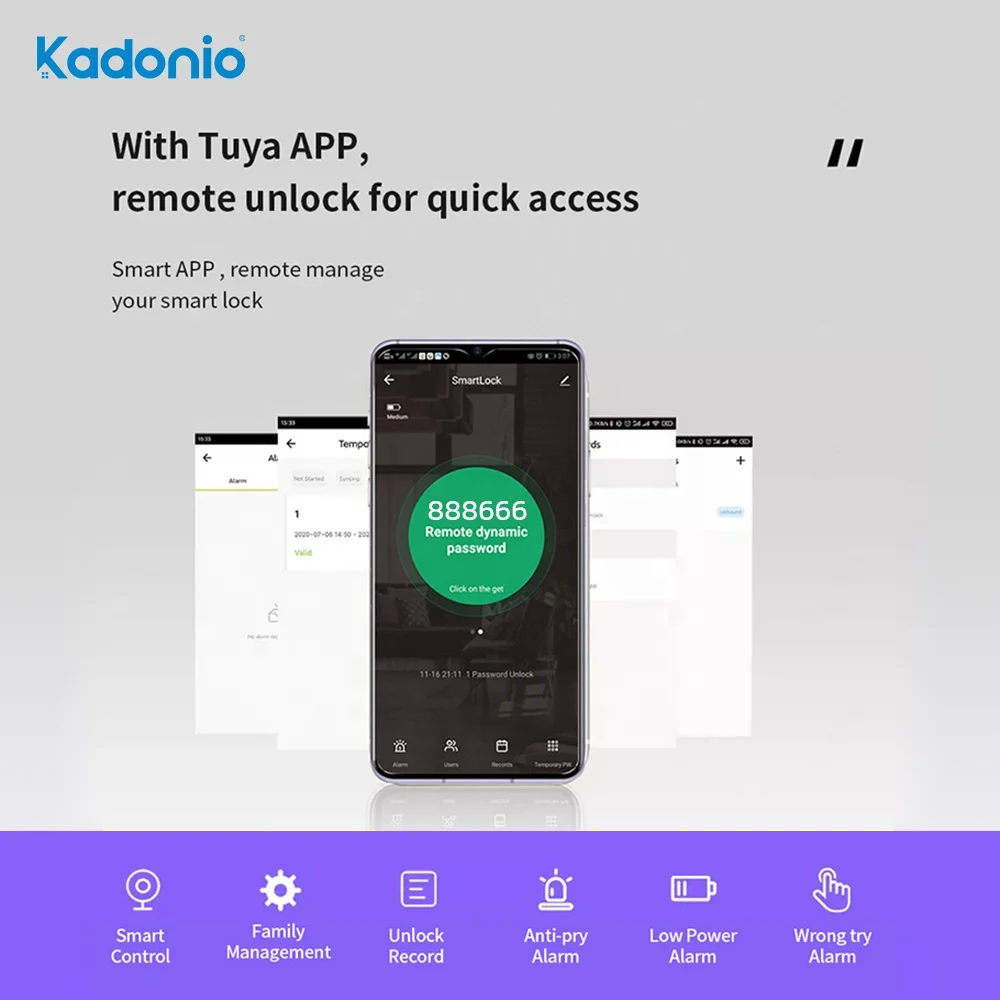 Kadonio Automatic Biometric Face Recognition Fingerprint Password Apartment Room Smart Door Lock