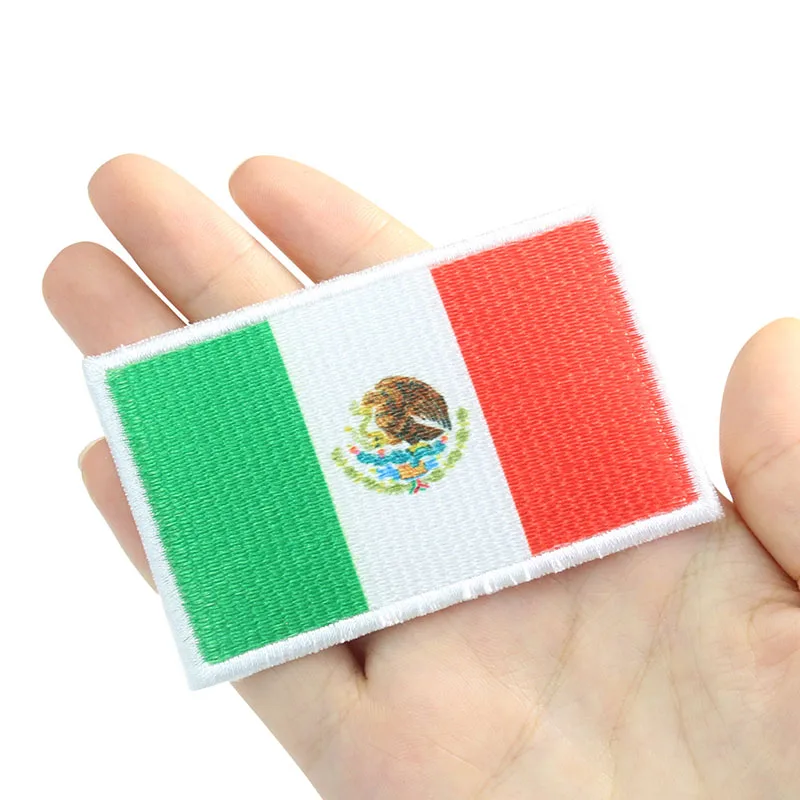 Custom Iron On Patch Hats Logo Embroidery Mexico Flag Patches For Clothing
