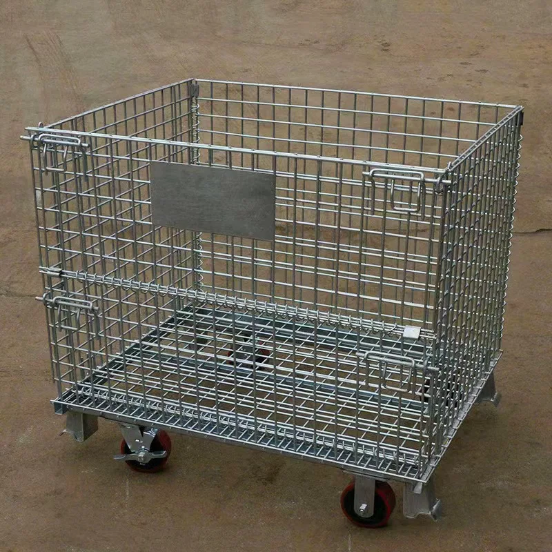 Factory sell  Different  size  galvanized  heavy duty Collapsible Wire Container Storage Wire Cage for Turnover of goods