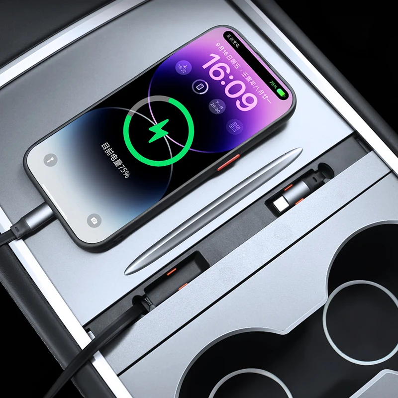 For Tesla model 3 Y Sliding cover extension line docking station car charger car Modified decorative accessories