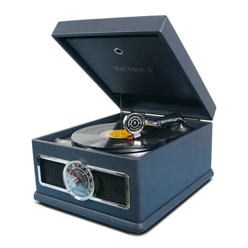 Ностальгический 6-в-1 Bluetooth-динамик, мультимедийный центр со встроенными динамиками, виниловая пластина, проигрыватель проигрывателя CD AM FM, домашнее радио