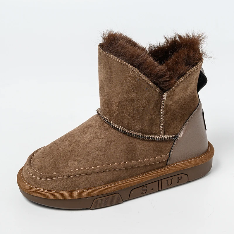 Bairuilun Меховая зимняя утепленная одежда для детей зимние ботинки до щиколотки; Размеры & ботильоны плюшевые зимние сапоги на нескользящей подошве для детей