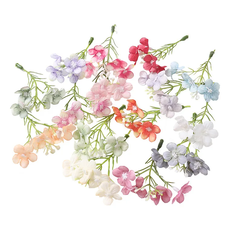 4 головы искусственная Гортензия голова 8 см Шелковая Орхидея Цветочная головка маленький букет искусственных цветов Свадьба