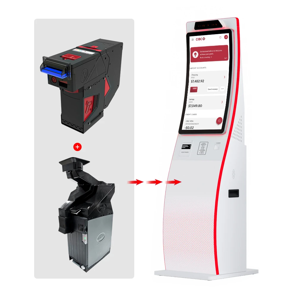 32 Inch Windows Android Linux SDK Support Cash Card Payment Machine Passport Scanner Self Checkout Kiosk Ticket Vending Machine