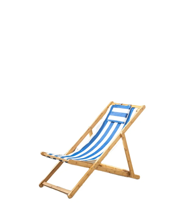 BAMBWARE Deck Folding Beach Chair Bamboo Single Outdoor Picnic Chairs Swimming Rest Chair