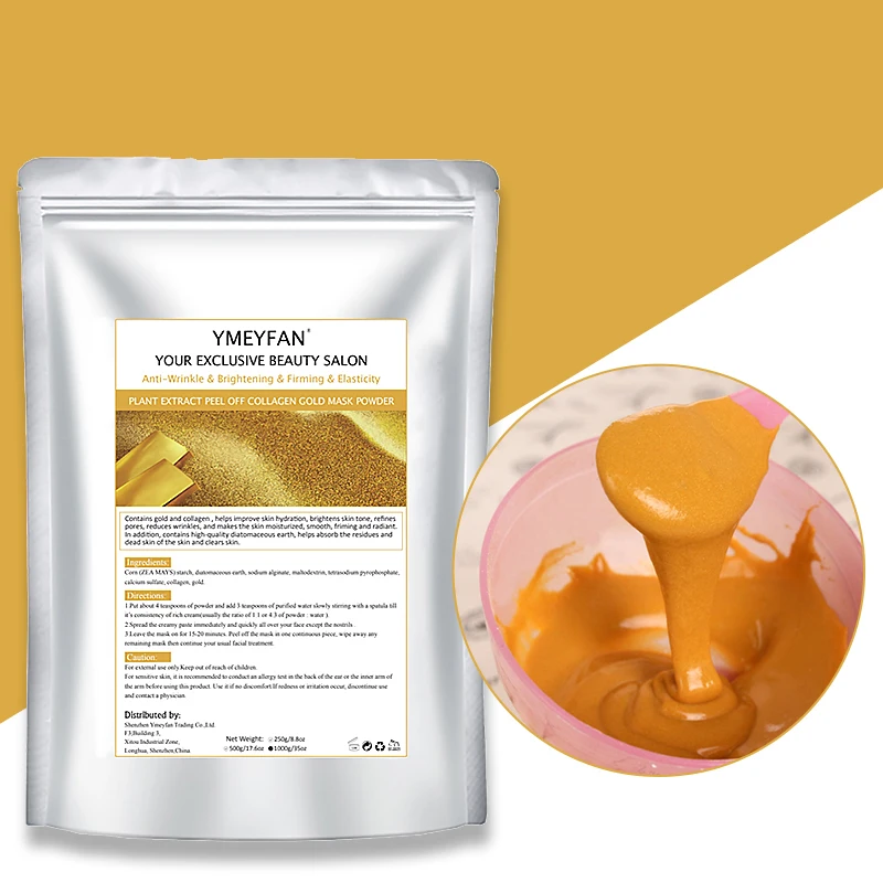 Free shipping 100pcs 1kilo Organic Collagen  Hydro Soft Facial Powder Mask Gold Peel Off Face Mask Powder