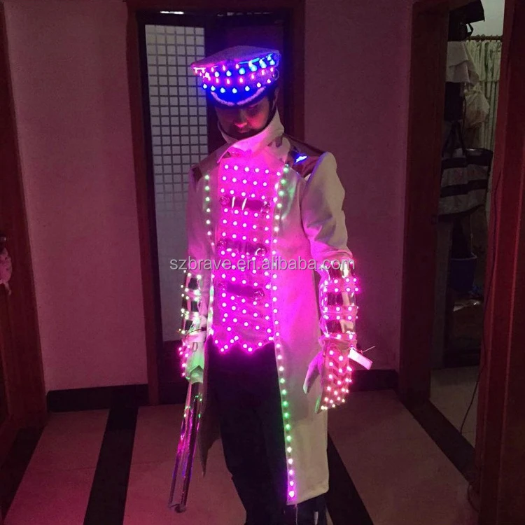LED Bar KTV Wine Service Suit Clothes Gloves Glasses Suit Jacket Garment Event Luminous Costume Led Robot Dance Show Party
