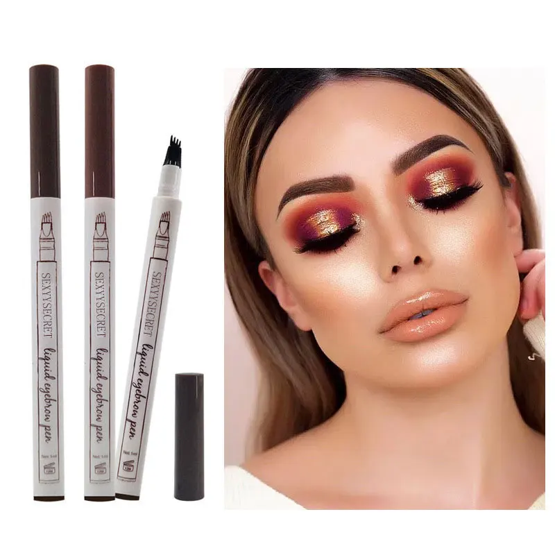 1pc 4 Head Fine Sketch Liquid Pencil Microblading Eyebrow Tattoo Pen Waterproof Brown Thin Pen Eyebrow Enhancers  Makeup Tool