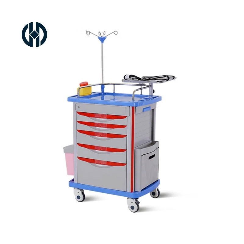 Medical hospital furniture medical trolley for hospital usage medicine trolley cart Hospital Abs Emergency Trolley