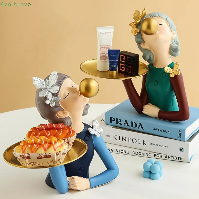 Modern Artificial Gifts Crafts Bubble Girl Resin Crafts Ornament Home Gecor Creative Storage Tray Home Accessories Gift Sets