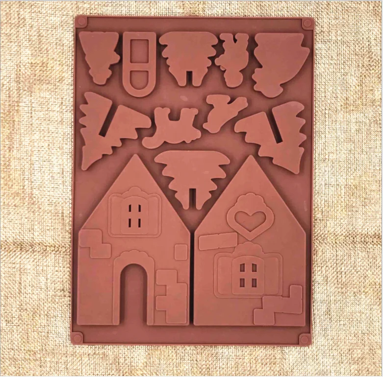 Silicone Christmas Chocolate Candy Gingerbread House Mold