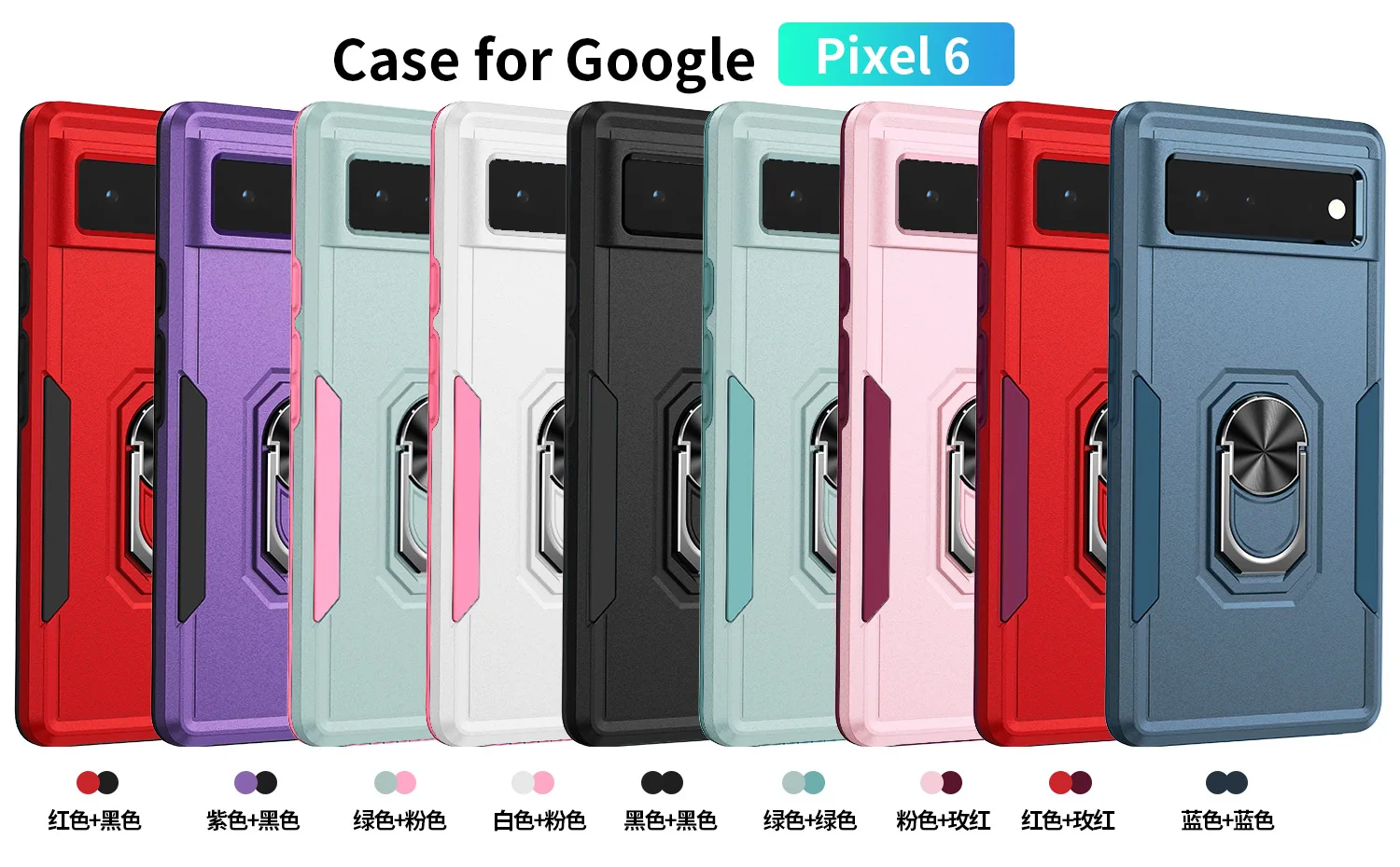Green Color Shockproof Dual Layer Kickstand Phone Case Cover for Google Pixel 6 7 Pro
